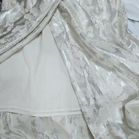 Tanya Taylor - 4 Ivory Mettalic Floral Puff Sleeves Midi Dress - Picture 8 of 8